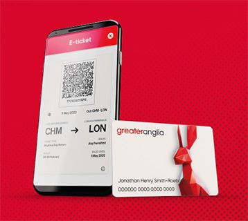 Greater Anglia's e-ticket on a mobile and Smart Card